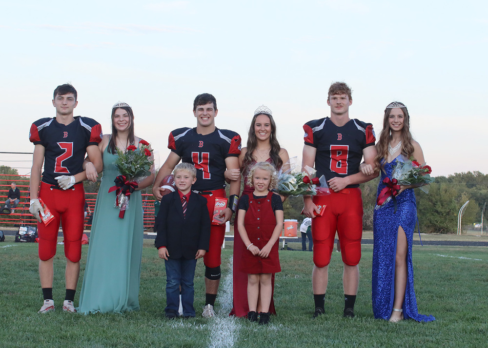 Homecoming candidates standing for group photo. Photo by Karen Vandegrift