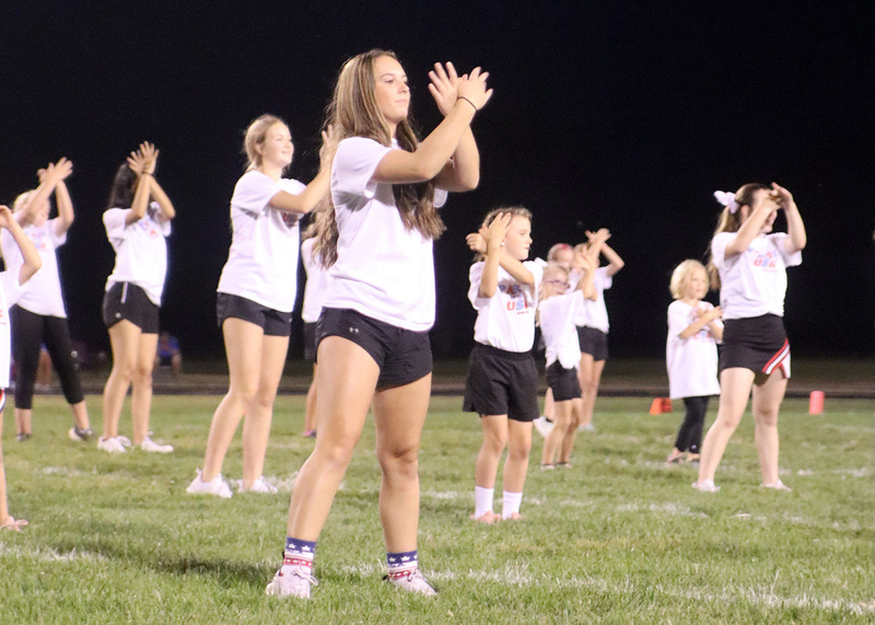 Senior Grace O'Brien dancing with grade schoolers for Spirit Clinic. Photo by Abby Jones