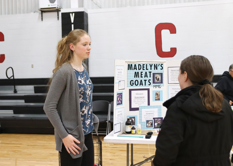 Freshman Madelyn Wilson presents her business "Madelyn's Milk Goats" for the YEC. Photo by Avia Banks